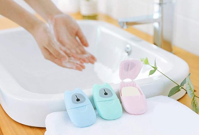 3 Boxs (150 Sheets) Mini Portable Travel Soap Paper Sheets Disposable Hand Washing Bath Scented Paper Soap for Outdoor, Camping Hiking (Colorful)