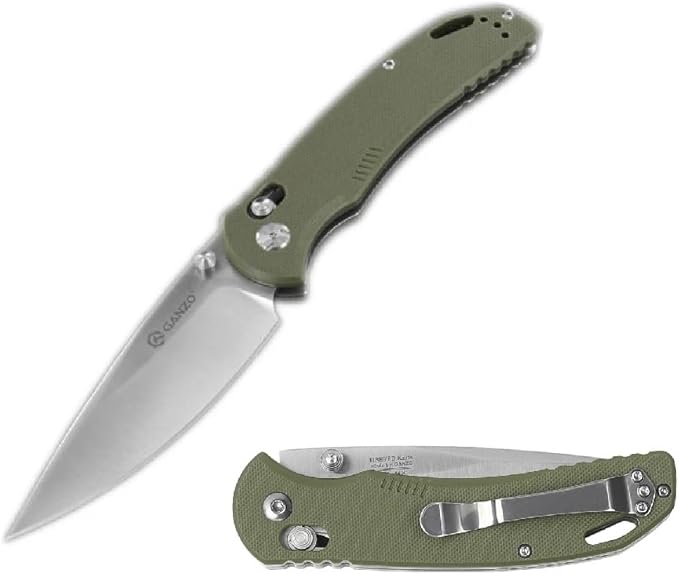 Ganzo G7531 Folding Pocket Knife High 440C Stainless Steel Blade G10 Handle with Clip Hunting Fishing Camping Outdoor EDC Knife (Green)