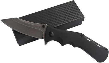 ILEAF Pocket Folding Knife, 3.4 inch D2 Steel Blade, Black G10 Handle, Liner Lock for Everyday Carry Outdoor Camping (D2 Steel)