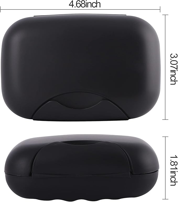 2 Pcs Plastic Soap Case Holder Container Box Home Outdoor Hiking Camping Travel Black