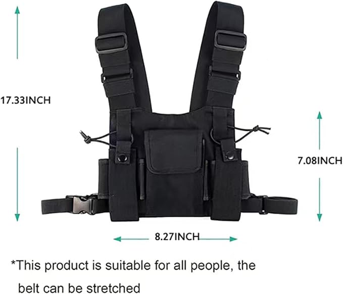 Ousawig Universal Radio Chest Harness Bag Tactical Chest Front Pack Pouch Holster Vest for Two Way Radio Walkie Talkie