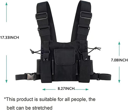 Ousawig Universal Radio Chest Harness Bag Tactical Chest Front Pack Pouch Holster Vest for Two Way Radio Walkie Talkie