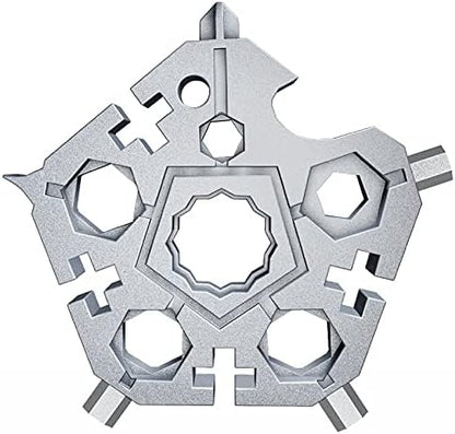 23- in-1 Pentagonal Pocket Tool, 2021 Snowflake Multitool Tool with Stainless Steel, Outdoor Tool for Drill Drive, Screwdriver, Bottle Opener, Wrench, Bicycle Spokes, ETC Gifts for Father Boyfriend