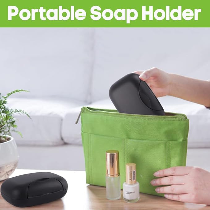 2 Pcs Plastic Soap Case Holder Container Box Home Outdoor Hiking Camping Travel Black