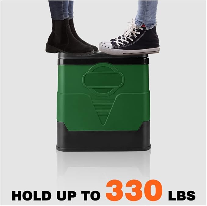 Portable toilet, portable folding toilet, folding toilet with cover, outdoor travel toilet, camping travel toilet (Green)