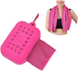 1 Pack Sports Towel with Silicone Storage Bag and Carabiner Clip, Microfiber Cooling Towels, Quick Dry Stay Cool Chilly Towel for Yoga Running, Gym, Camping, Travel Sports Towels, Rose Red