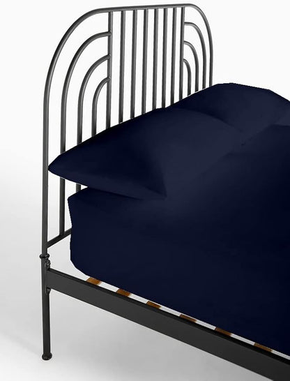 4-PC Cot Fitted Sheet 30x80, 100% Cotton - Perfect for Narrow Twin/RV Bunk/Camping Cot/Guest Bed Replacement, Fits Upto 4-8" Deep Mattress - Navy Blue Solid