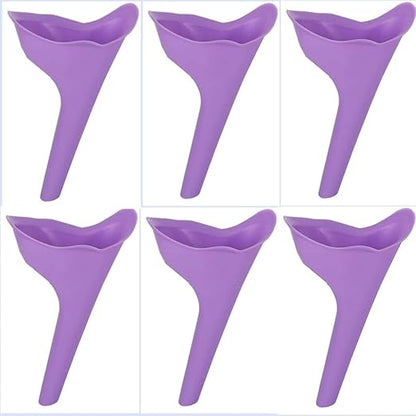 6 PCS Portable Reusable Women's Outdoor Standing Pee Silicone Funnel, for Outdoor, Activities Camping Trips, Hiking Gear, Traffic Jams and Queues