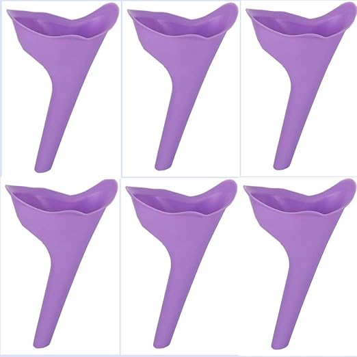 6 PCS Portable Reusable Women's Outdoor Standing Pee Silicone Funnel, for Outdoor, Activities Camping Trips, Hiking Gear, Traffic Jams and Queues