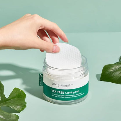 Nightingale Teatree Calming Pads, Facial Toner Pads with Tea Tree & PHA, Low pH Daily Toner Pads to Soothing for Sensitive Skin, Vegan Pads, Non-Irritation, Fragrance & Alcohol Free