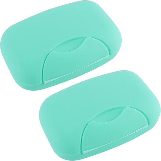 2 Pcs Plastic Soap Case Holder Container Box Home Outdoor Hiking Camping Travel Blue