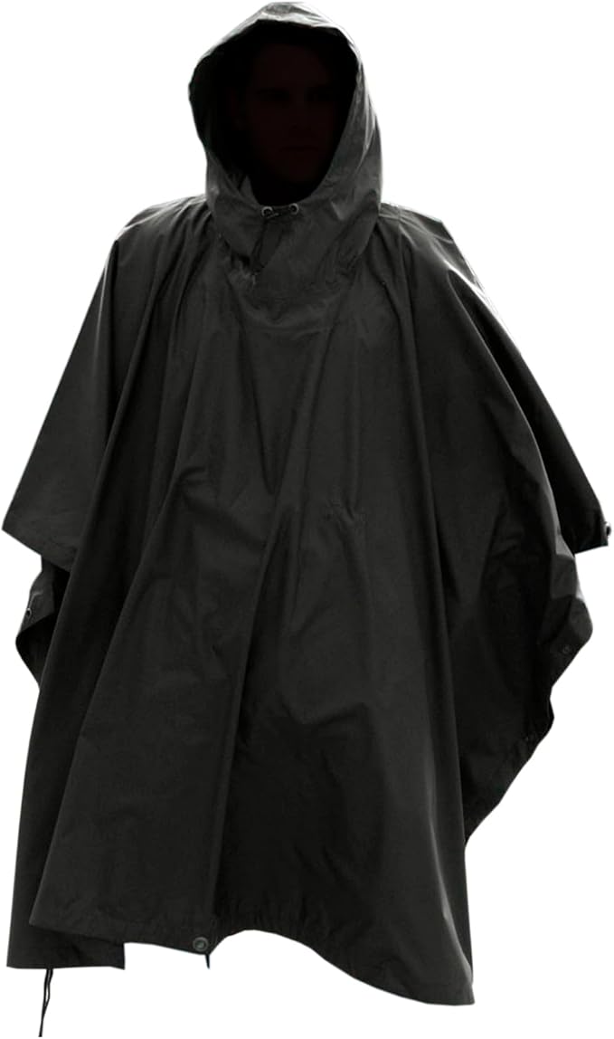 Mil-Tec Adult Ripstop Wet Weather Lightweight Waterproof Multi-Use Rain Poncho with Hood - Use as Bivouac Sack, Shelter Tent