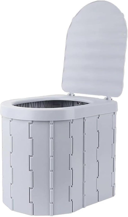 Portable Foldable Camping Toilet for Home, Car, and Camping (Black)