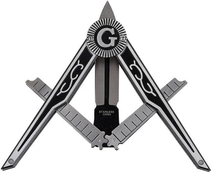 Folding Masonic Pocket Knife, 5.75 inch Closed/ 3.50" Blade Knife When Partially Opened It Forms the Shape of a Compass/Square Masonic symbol Gift for Men for Hunting, Camping, Fishing, Hiking Etc