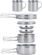 BeGrit Backpacking Camping Cookware Mini Picnic Camping Cooking Mess Kit with Pot and Pan Set for Hiking