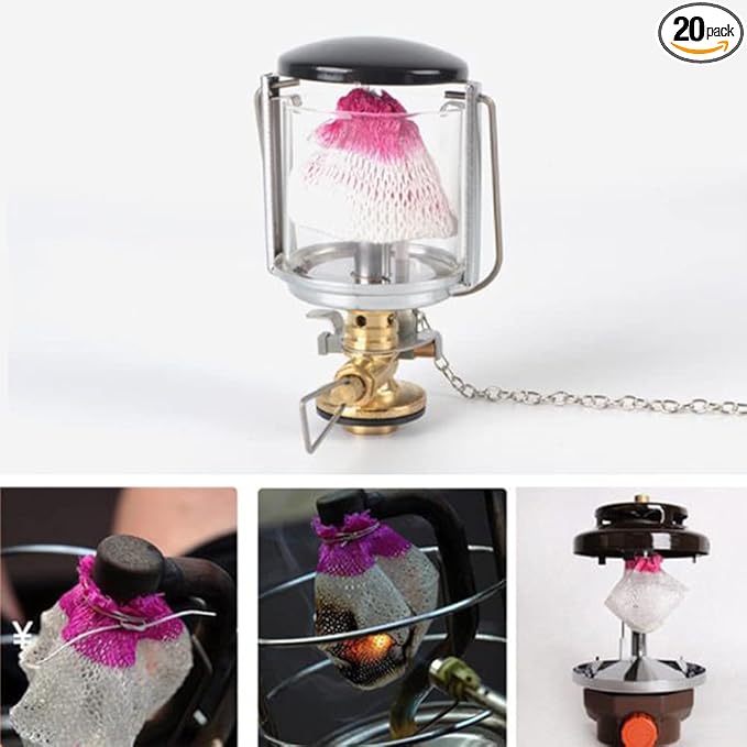 20 Pcs Universal Kerosene Lamp Mantles,Universal Dual Head Gas Lantern Accessories Mantle for Home Restaurant Decoration or Camping Hiking
