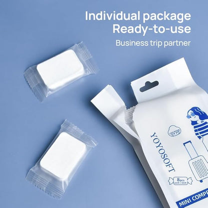 24pcs Cotton Plus Thickened Compressed Towel Mini Compressed Towel Disposable Portable Cleansing Wipe Face Wash Towel Reusable (Expand 9.9 x 11.8 inches)
