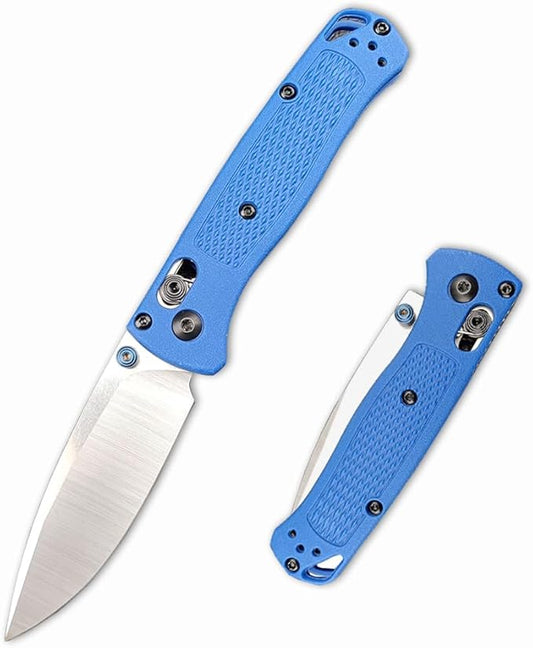 6.5In Thumb Mini Folding Pocket Knife, EDC Lightweight Manual Studs Open Stain Blade Plain Edge Fiberglass Handle With Belt Clip, Axis Lock,Gift for Man (Blue)