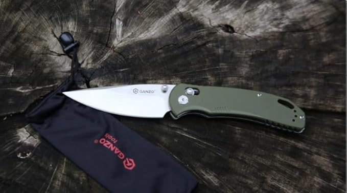 Ganzo G7531 Folding Pocket Knife High 440C Stainless Steel Blade G10 Handle with Clip Hunting Fishing Camping Outdoor EDC Knife (Green)