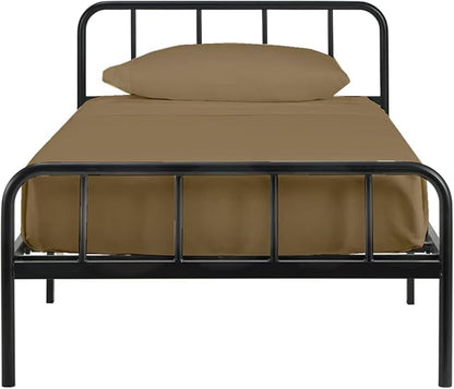 4-PC Cot Sheet Set - 25x75, 100% Cotton Fitted Sheet - Perfect for Narrow Twin/RV Bunk/Camping Cot/Guest Bed Replacement, Fits Upto 4-8" Deep Mattress - Taupe Solid