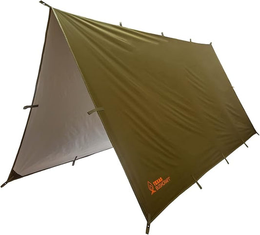 Emergency Camping Tarp, Waterproof 10x10 Emergency Shelter for Backpacking and Hiking, 70D Ripstop Nylon Survival Tarp with Reflective Aluminized Polymer and Loop Ties with Grommets