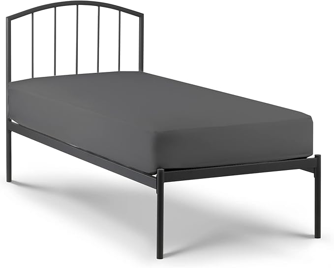 4 PC Cot Sheet Set 25x75, 100% Cotton Fitted Cot Sheet- Perfect for Narrow Twin/Rv Bunk/Camping Cot/Guest Bed Replacement, Sheets for Cot Bunk Bed-Fits Upto 4-8" Deep Mattress- Dark Grey Solid