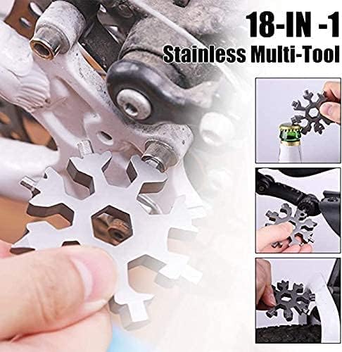 18-in-1 Snowflake Multi Tool Portable Stainless Steel Snowflake Bottle Opener/Flat Phillips Screwdriver Kit/Wrench Tools for Outdoor Camping Tool ,Christmas Gift (1Gold+2Silver+2Black +2Colorful)