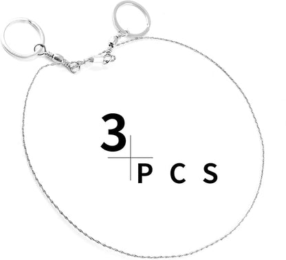 3 Pack Stainless Steel Wire Saw Emergency Saw Kit, Camping Wire Saw Mini Backpacking Saw, Cable Cutting String Bone Rope Saw, Travel Chainsaw for Wood Cutting Hiking Hunting (Ring Handle)