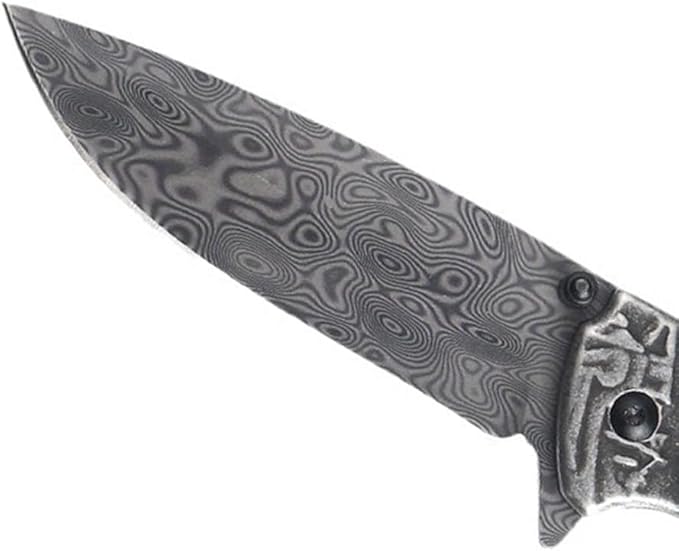 3D embossed folding knife, outdoor knife for camping, barbecue, fishing, cutting (Werewolf)
