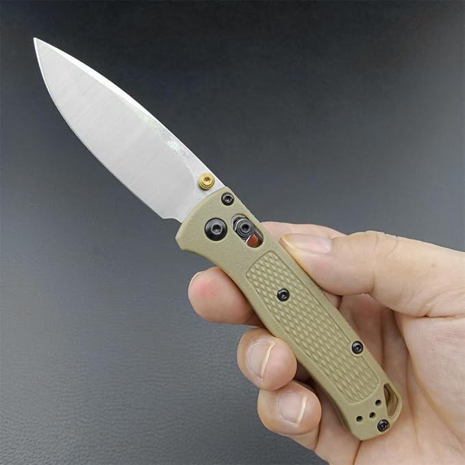 6.5In Thumb Mini Folding Pocket Knife, EDC Lightweight Manual Studs Open Stain Blade Plain Edge Fiberglass Handle With Belt Clip,Gift for Man (Khaki)