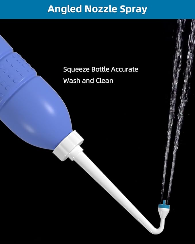 2 Pack Travel Bidet Bottle, Portable Bidet Sprayer Hand held Bidet 620ml for Personal Hygiene Care, On-The-Go Travel Bag Extra Long Pointed Nozzle Spray for Women, Baby and Elderly-Purple Bottle