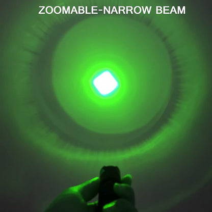 4 Pack One Mode Green Light Flashlight with Clip Zoomable Green LED Flashlight Green Flashlight for Hunting Fishing Night Observation