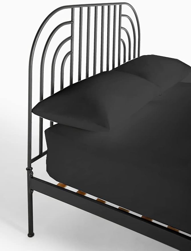 4-PC Cot Sheet Set - 25x75, 100% Cotton Fitted Sheet - Perfect for Narrow Twin/RV Bunk/Camping Cot/Guest Bed Replacement, Fits Upto 4-8" Deep Mattress - Charcoal Solid