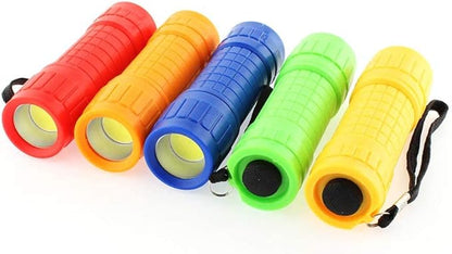 6-Pack Small Mini Flashlight Set, 5 Colors, COB LED Handheld flashlight with Lanyard,18-Pack AAA Battery Included for Kids/Night Reading/Party/Camping/Emergency/Hunting