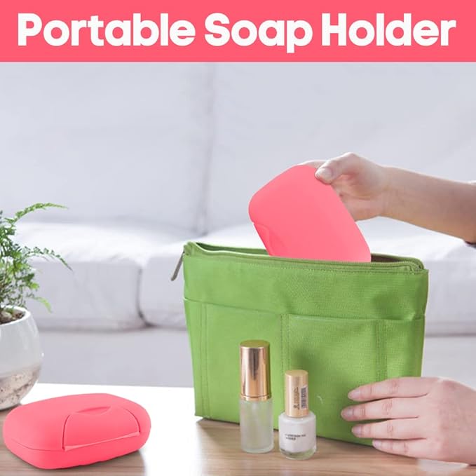2 Pcs Plastic Soap Case Holder Container Box Home Outdoor Hiking Camping Travel Pink