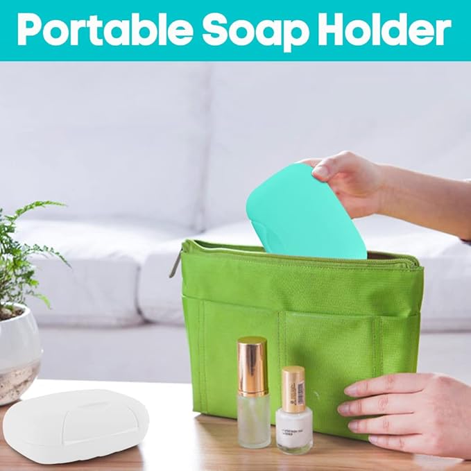 2 Pcs Plastic Soap Case Holder Container Box Home Outdoor Hiking Camping Travel Blue & Clear