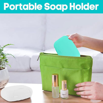 2 Pcs Plastic Soap Case Holder Container Box Home Outdoor Hiking Camping Travel Blue & Clear