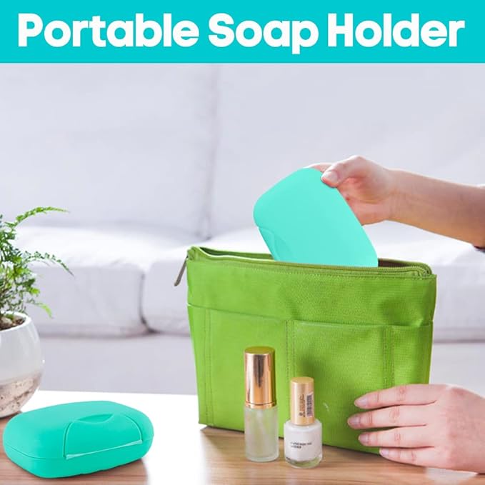 2 Pcs Plastic Soap Case Holder Container Box Home Outdoor Hiking Camping Travel Blue