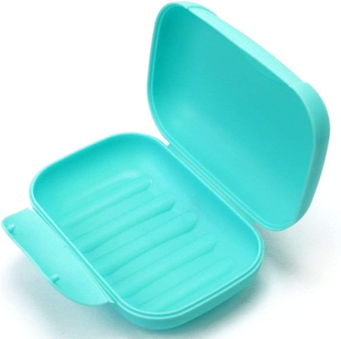 2 Pcs Plastic Soap Case Holder Container Box Home Outdoor Hiking Camping Travel Blue & Black