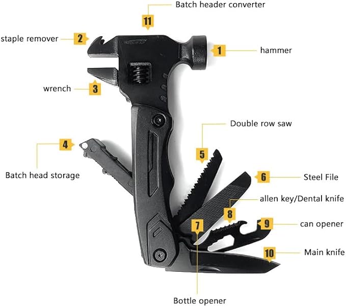 11 in 1 Multitool Hammer,Screwdriver,Multi-function Wrench,bottle opener,Cool Gadgets for Camping Survival Gear, Outdoor Travel, Home DIY Use,Gifts for Men,Gifts for Husband,Gifts for Men Dad