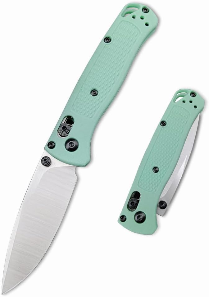 6.5In Thumb Mini Folding Pocket Knife, EDC Lightweight Manual Studs Open Stain Blade Plain Edge Fiberglass Handle With Belt Clip, Axis Lock,Gift for Man (Green)
