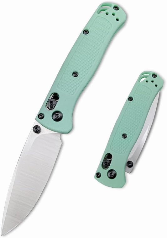 6.5In Thumb Mini Folding Pocket Knife, EDC Lightweight Manual Studs Open Stain Blade Plain Edge Fiberglass Handle With Belt Clip, Axis Lock,Gift for Man (Green)