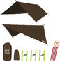 Gold Armour Rainfly Tarp Hammock, Premium 14.7ft/12ft/10ft/8ft Rain Fly Cover, Waterproof Ultralight Camping Shelter Canopy, Survival Equipment Gear Camping Tent Accessories (Brown 14.7ft x 12ft)