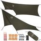 Onewind 12×10 ft Hexagon Hammock Rain Fly, Waterproof Lightweight and Durable Silnlyon Camping Hammock Tarp for Backpacking and Hiking, Complete Accessories, OD Green