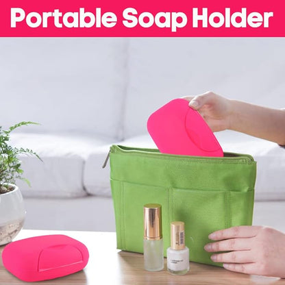 2 Pcs Plastic Soap Case Holder Container Box Home Outdoor Hiking Camping Travel Rose