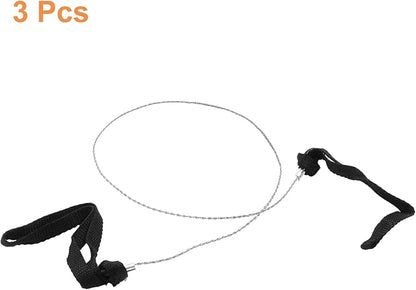 3 Pcs Stainless Steel Survival Wire Saw 21.65 Inch, Garrote Wire Cable Saw String Saw, Emergency Pocket Saw Rope Saw Hand Tool for Wood Cutting Hiking Hunting