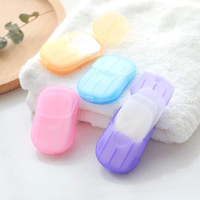 6 Packs Portable Disposable Paper Soap Sheets Hand Washing Bath Scented Paper Soap for Camping Hiking Travel