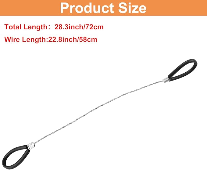 3 Pcs Stainless Steel Survival Wire Saw 21.65 Inch, Garrote Wire Cable Saw String Saw, Emergency Pocket Saw Rope Saw Hand Tool for Wood Cutting Hiking Hunting