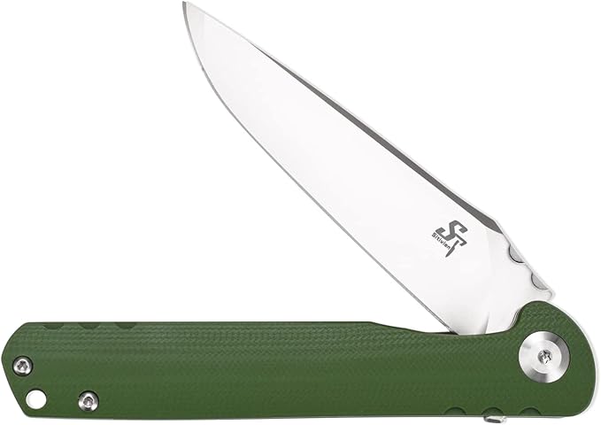 Sitivien ST101 Folding Knife, D2 Steel Blade+G10 Handle Tool Knife, EDC Pocket Knife for Outdoor, Camping, Hunting, Survival (Army green)