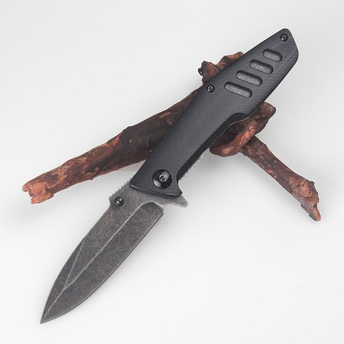 ILEAF Pocket Folding Knife, 3.2 inch 5Cr13 Stainless Steel Blade, Black G10 Handle, Liner Lock for Everyday Carry Outdoor Camping (5Cr13 Steel)